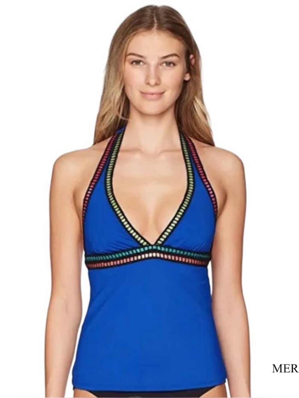 MERONA Threading Along Halter Tankini Bikini Top